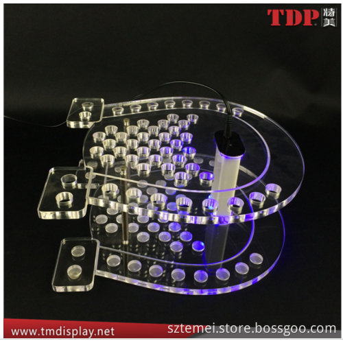 factory custom color RGB LED lighting clear acrylic test tube shots rack for bar serving tray